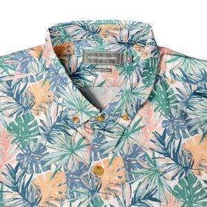 Southern Shirt Co Sz L Mens Short Sleeve Hawaiian Tropical Monstera Leaf Print